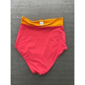 Flagpole NYC Arden High Waist Bikini Bottoms Size S in Magenta/ Mango Vacation